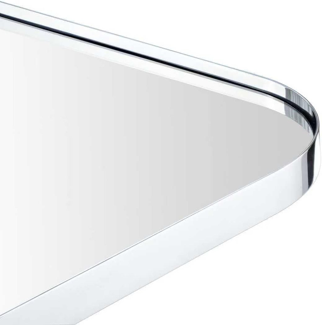 GRACTO 24x40'' Chrome Metal Framed Bathroom Mirror for Wall in Stainless Steel Rounded Rectangular Bathroom Vanity Mirrors Wall Mounted