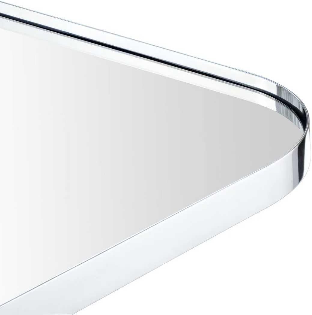 GRACTO 24x40'' Chrome Metal Framed Bathroom Mirror for Wall in Stainless Steel Rounded Rectangular Bathroom Vanity Mirrors Wall Mounted