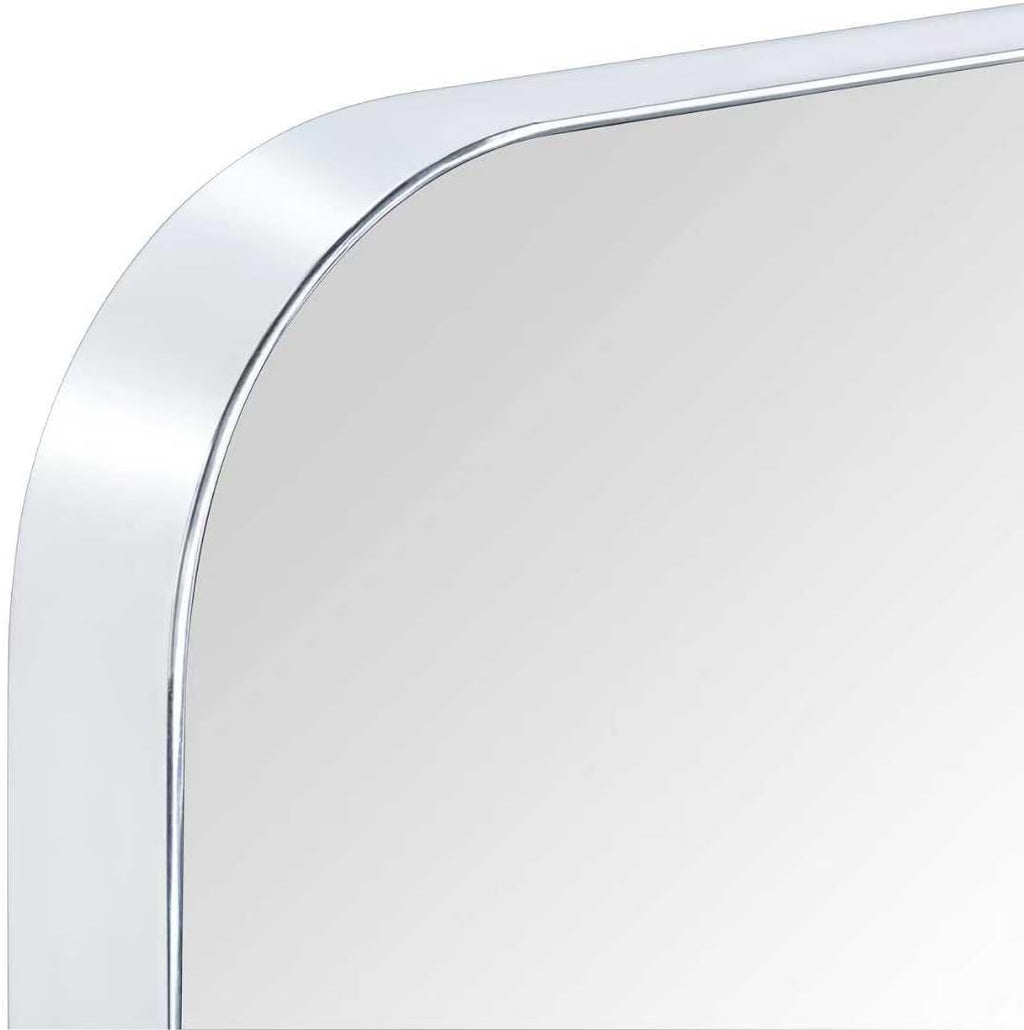 GRACTO 24x40'' Chrome Metal Framed Bathroom Mirror for Wall in Stainless Steel Rounded Rectangular Bathroom Vanity Mirrors Wall Mounted
