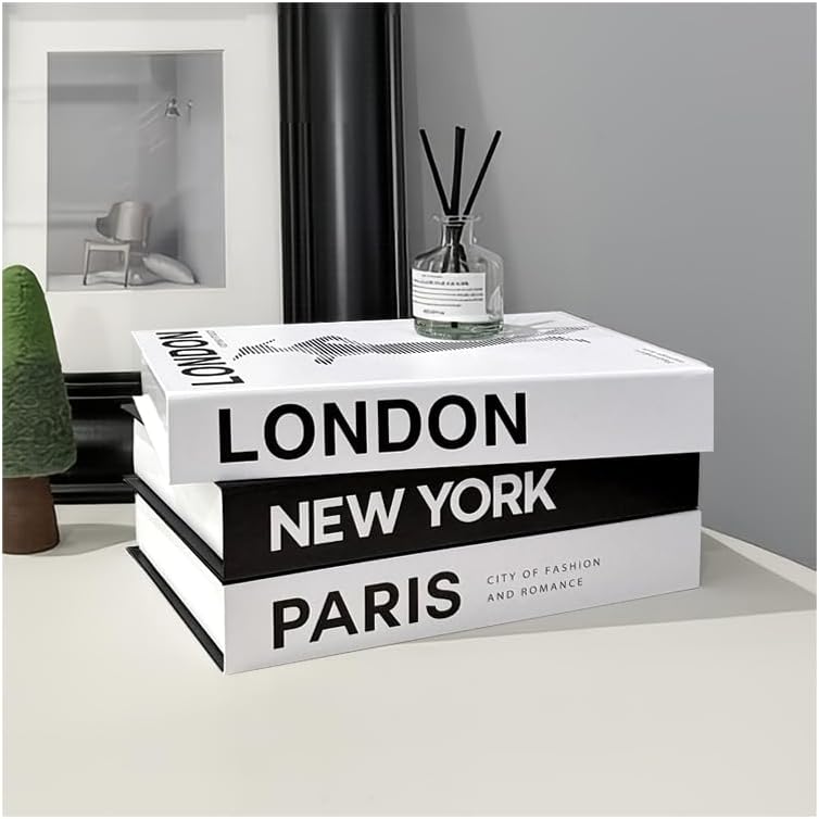 Decorative Books Set of 3, Faux Coffee Table Books for Home Decor