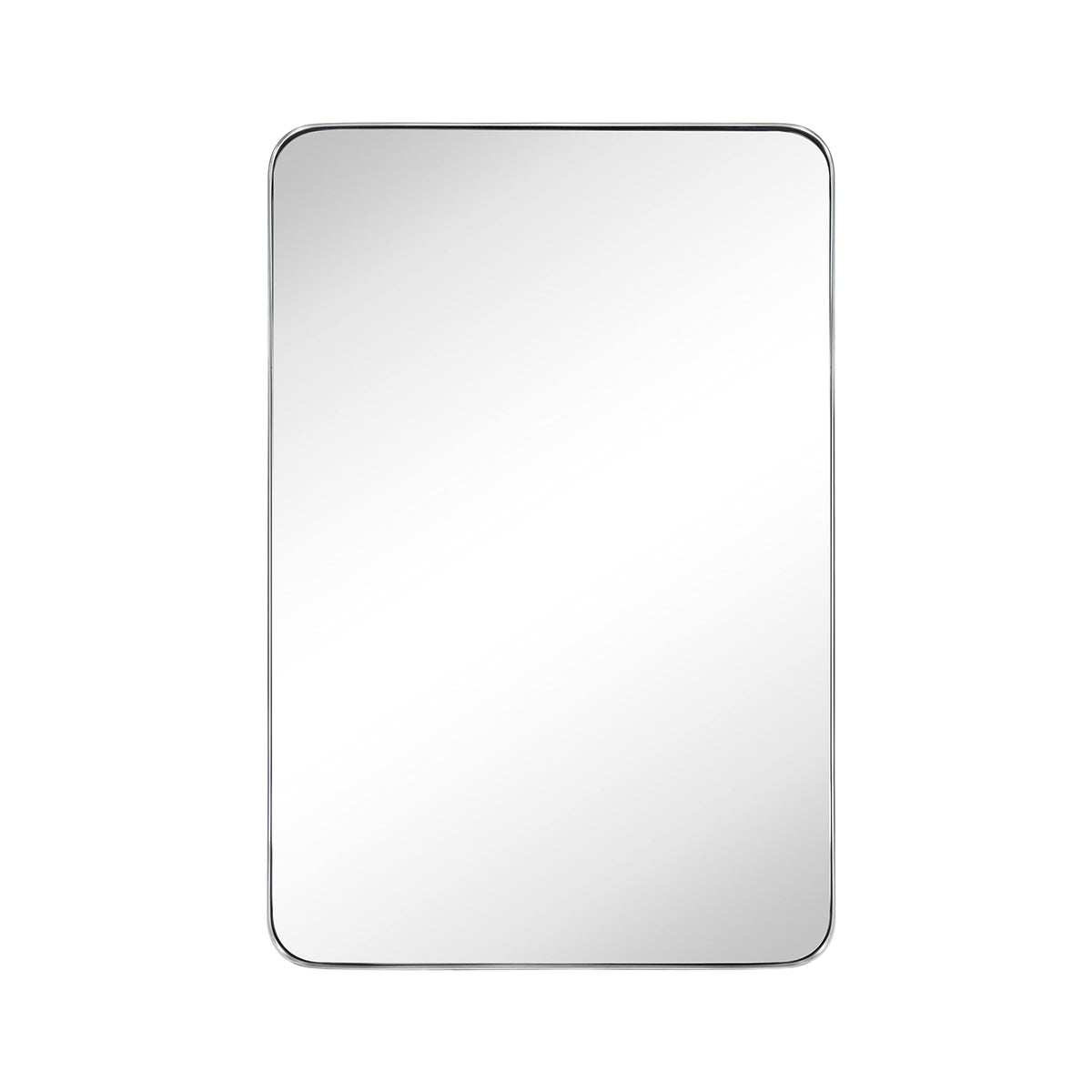 GRACTO 24x40'' Chrome Metal Framed Bathroom Mirror for Wall in Stainless Steel Rounded Rectangular Bathroom Vanity Mirrors Wall Mounted