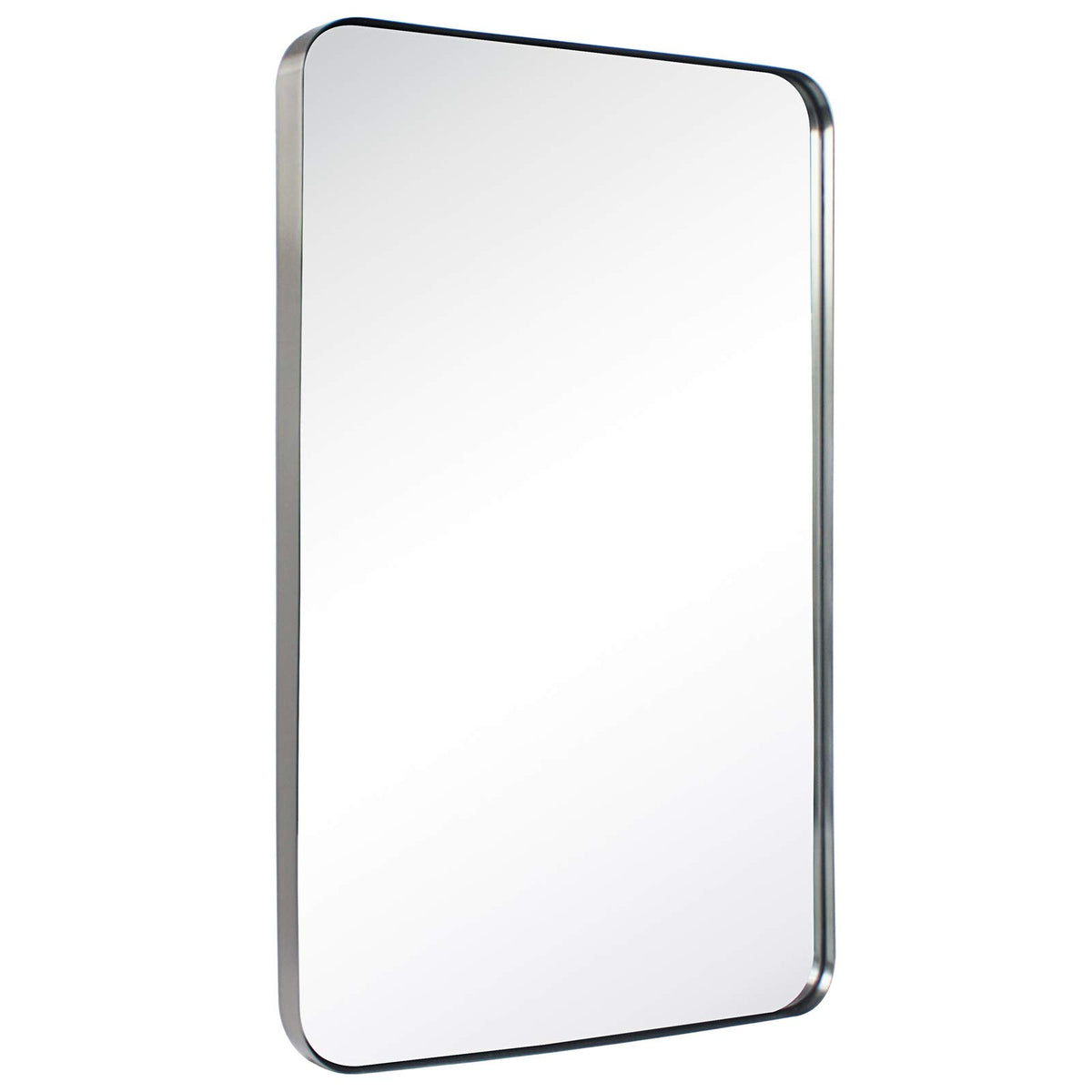 GRACTO 24x40'' Chrome Metal Framed Bathroom Mirror for Wall in Stainless Steel Rounded Rectangular Bathroom Vanity Mirrors Wall Mounted