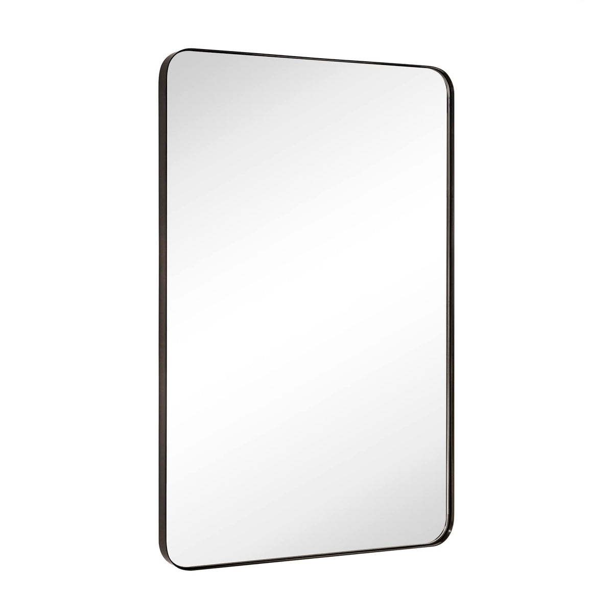 GRACTO 24x40'' Chrome Metal Framed Bathroom Mirror for Wall in Stainless Steel Rounded Rectangular Bathroom Vanity Mirrors Wall Mounted
