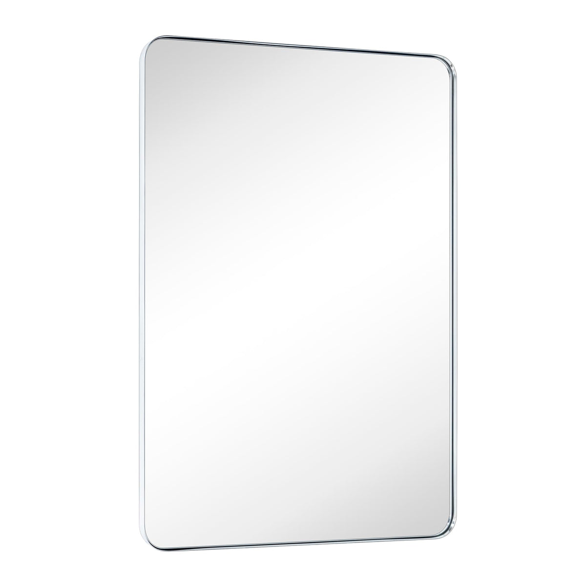 GRACTO 24x40'' Chrome Metal Framed Bathroom Mirror for Wall in Stainless Steel Rounded Rectangular Bathroom Vanity Mirrors Wall Mounted