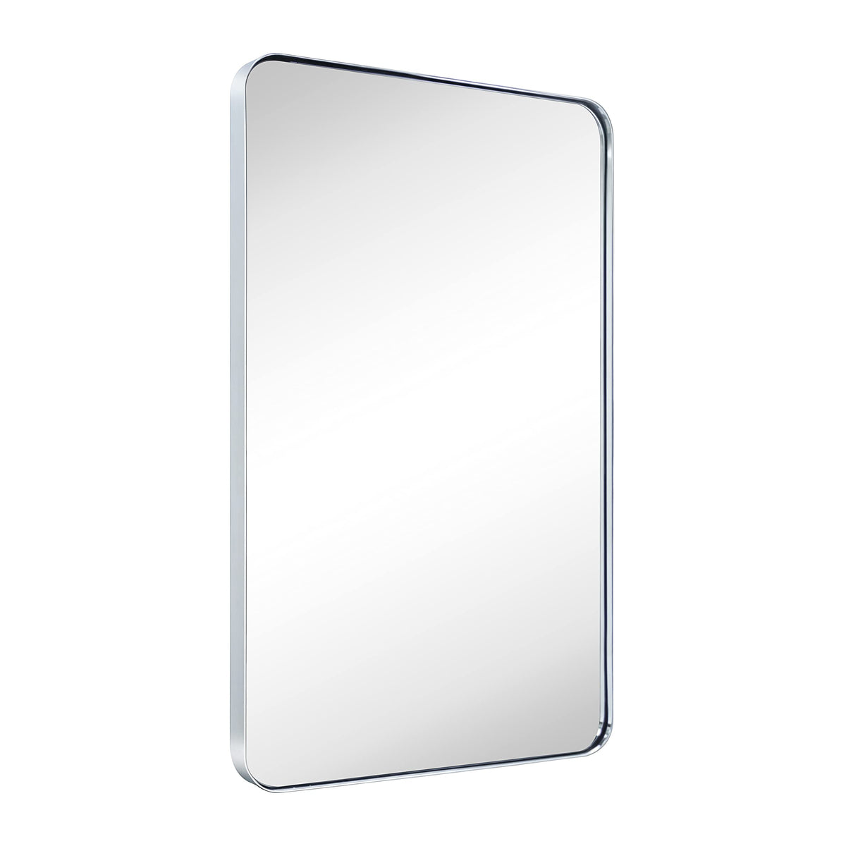 GRACTO 24x40'' Chrome Metal Framed Bathroom Mirror for Wall in Stainless Steel Rounded Rectangular Bathroom Vanity Mirrors Wall Mounted