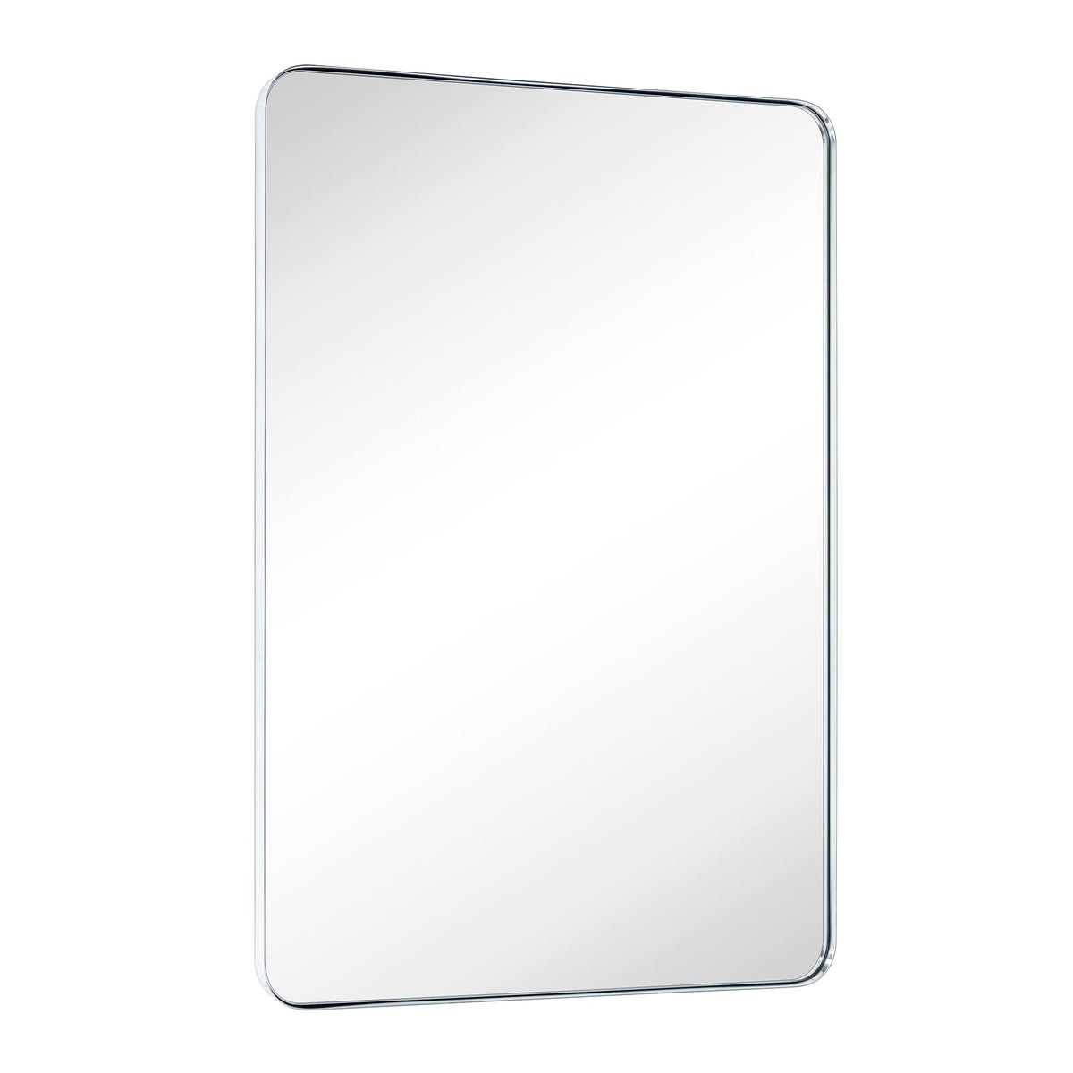 GRACTO 24x40'' Chrome Metal Framed Bathroom Mirror for Wall in Stainless Steel Rounded Rectangular Bathroom Vanity Mirrors Wall Mounted
