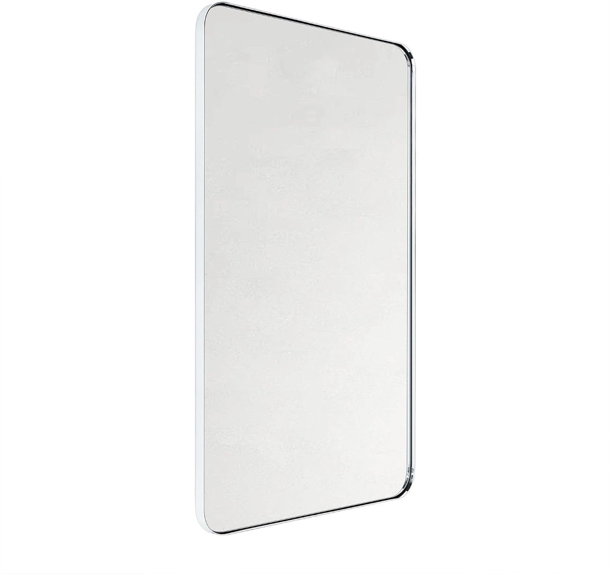 GRACTO 24x40'' Chrome Metal Framed Bathroom Mirror for Wall in Stainless Steel Rounded Rectangular Bathroom Vanity Mirrors Wall Mounted