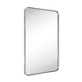 GRACTO 24x40'' Chrome Metal Framed Bathroom Mirror for Wall in Stainless Steel Rounded Rectangular Bathroom Vanity Mirrors Wall Mounted