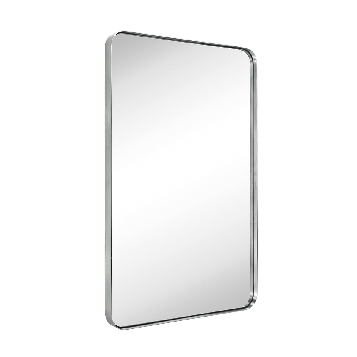 GRACTO 24x40'' Chrome Metal Framed Bathroom Mirror for Wall in Stainless Steel Rounded Rectangular Bathroom Vanity Mirrors Wall Mounted