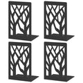 VFINE 4-Piece Modern Metal Bookends for Shelves, Black Tree Book Ends for Books, Decorative Book Organizer for Desk, Non-Skid Shelve Bookends for Home Office