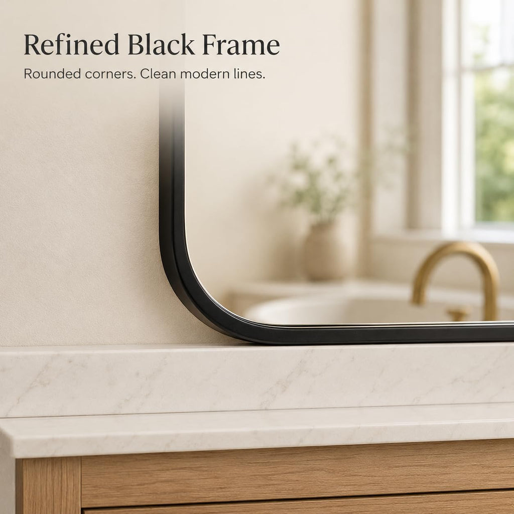 USHOWER 2-Pack Black Bathroom Mirrors for Over Sink 24 x 36 Inch