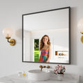 Bathroom Mirror 30"x50" Matte Black Rectangle Bathroom Wall Mirror for Over Sink, Modern Large Vanity Mirror, HD Tempered Glass, Anti-Rust Aluminum Alloy Frame, for Living Room, Bedroom, Entryway