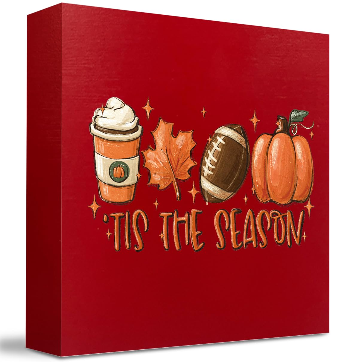 Fall Decorations for Home Fall Decor Rustic Tis' the Season Pumpkin Sign, Autumn Thanksgiving Decor Sign for Home Office Bathroom Kitchen Bedroom Room Mantel Tiered Tray Decoration 5 x 5 Inches