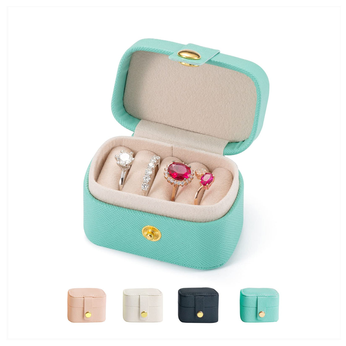 Mini Jewelry Travel Case,Small Jewelry Box,Traveling Jewelry Organizer,Portable Jewellery Storage Holder for Rings Earrings Necklace Bracelet Bangle Organizer,Boxes for Girls Women(PU-Black)