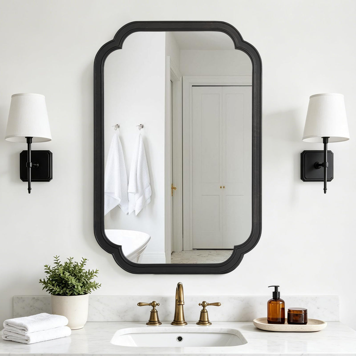 HOMECOOKIN Full Length Mirror Wall Mounted, Rustic Wooden Frame Floor Mirror, Rounded Corner Large Full Body Mirror for Bedroom,Dressing Room， Leaning or Hanging Against Wall (Walnut, 71" L x 24" W)
