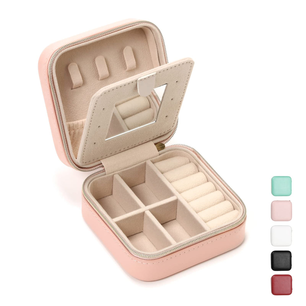 TRODANCE Mini Jewelry Travel Case, Small Portable Jewellry Organizer Box Portable Display Storage Box for Rings Earrings Necklaces, Gifts for Girl, Women, Wedding, Birthday, Mom, Mother's Day (Blue)