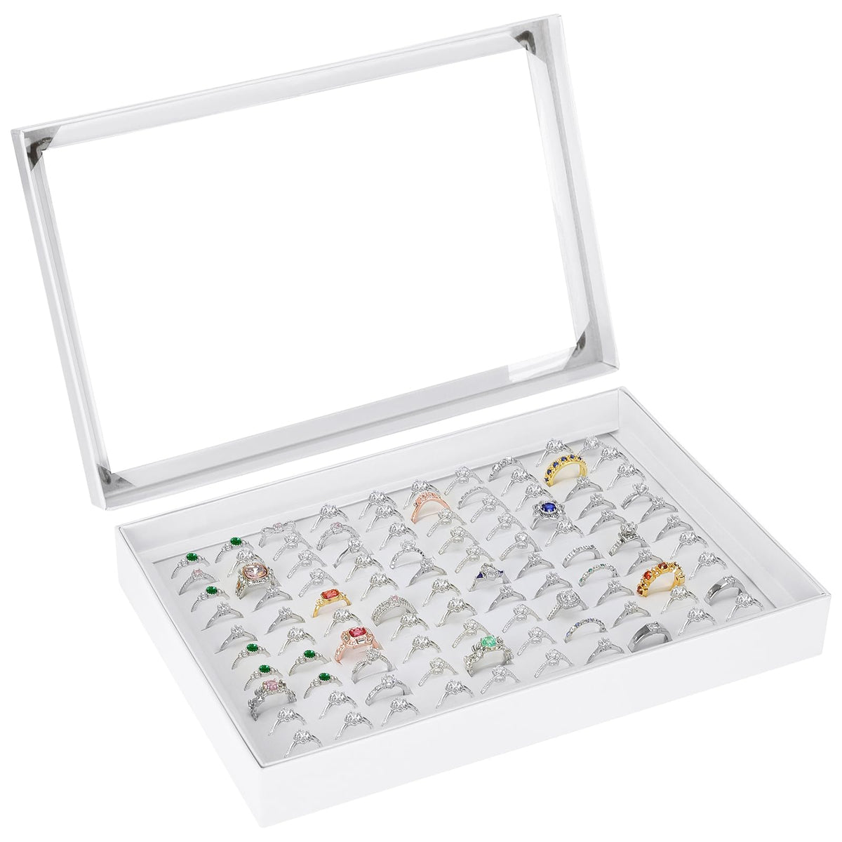KUKUVR 100 Slots Ring Earring Holder Display Case (Black)