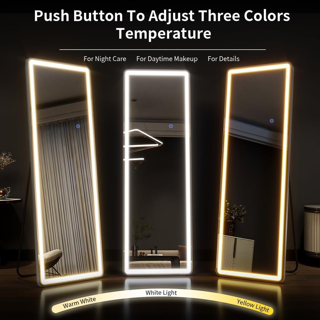 Alpen 71x26 Inches Arched LED Full Length Mirror, Floor Mirror with Stand