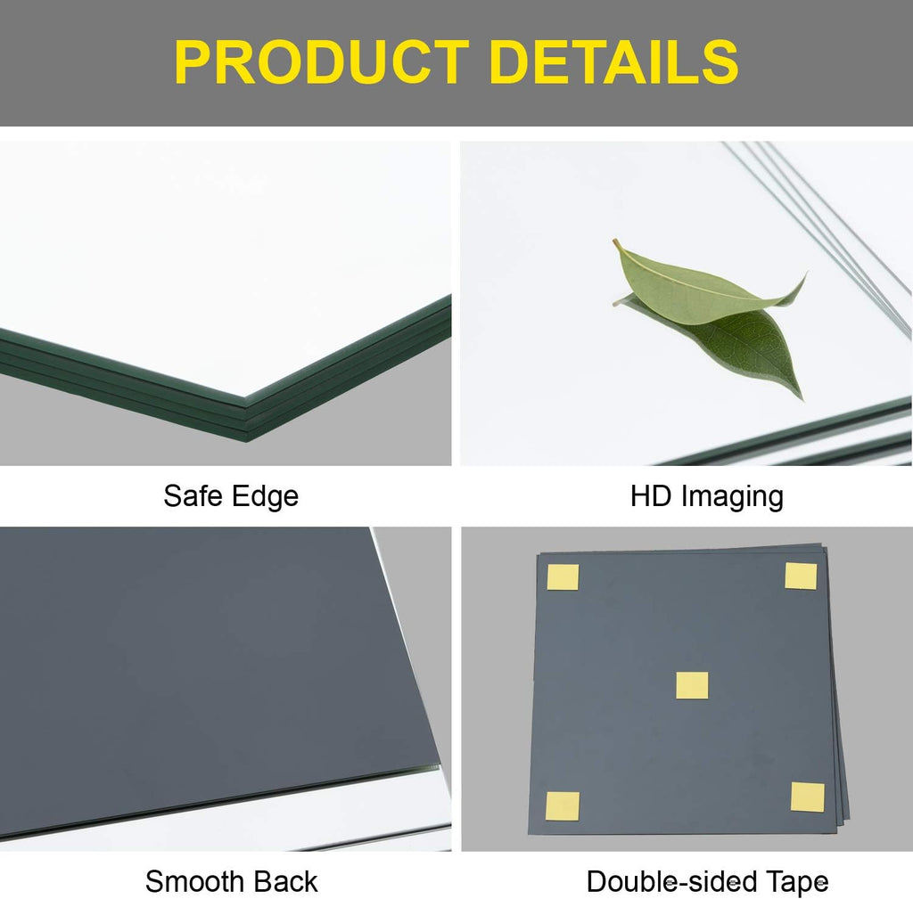 Home Gym Mirror Tiles, 12" x 12" x 12PCS Wall Mirror Tiles Frameless Glass