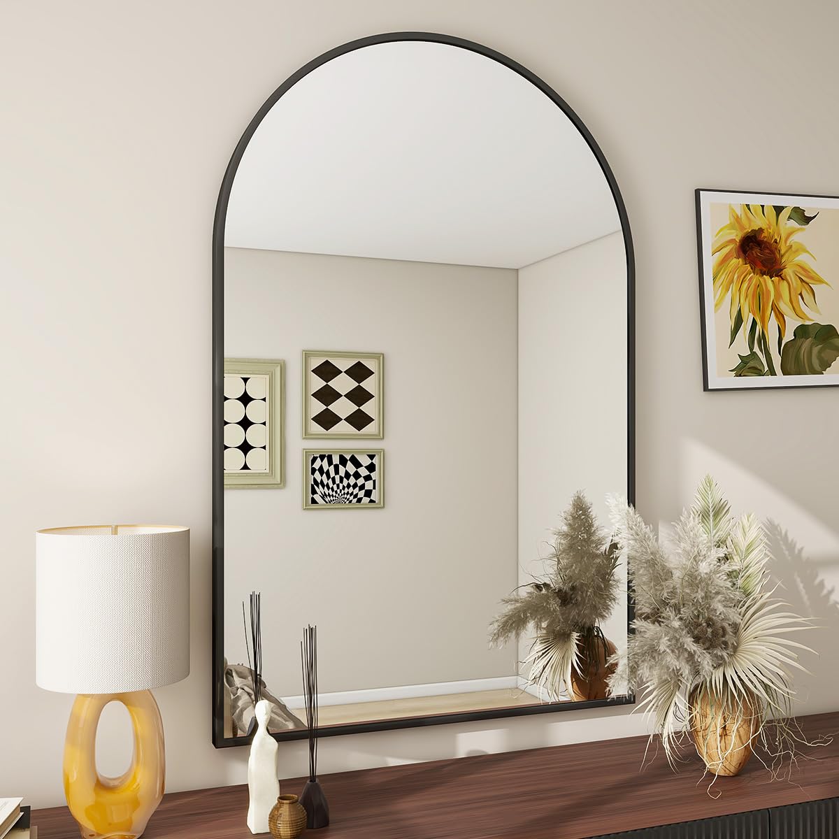 BEAUTYPEAK 20"x30" Arch Bathroom Wall Mirror, Gold