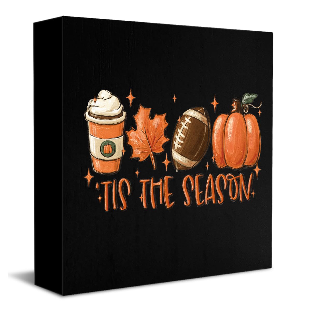 Fall Decorations for Home Fall Decor Rustic Tis' the Season Pumpkin Sign, Autumn Thanksgiving Decor Sign for Home Office Bathroom Kitchen Bedroom Room Mantel Tiered Tray Decoration 5 x 5 Inches