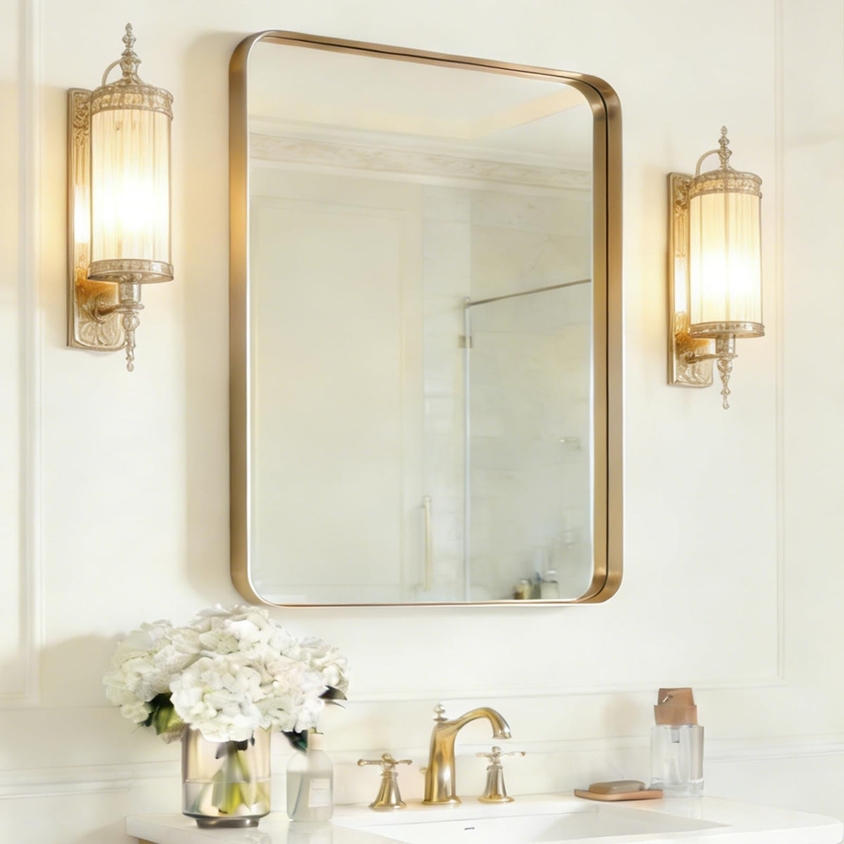 USHOWER Gold Bathroom Mirrors for Over Sink 24"x36" 2 Pack