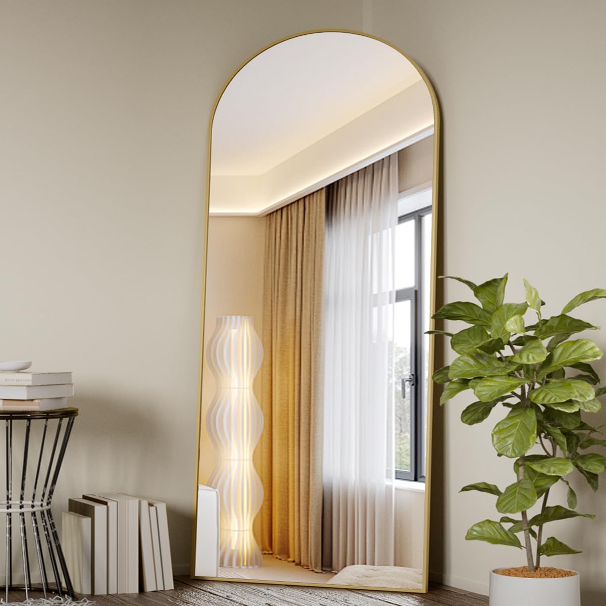 Koonmi 71x30 Arched Full Length Mirror, Floor Mirror with Stand