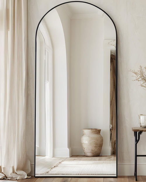 58"x21" Full Length Mirror, Over The Door Mirror,Black