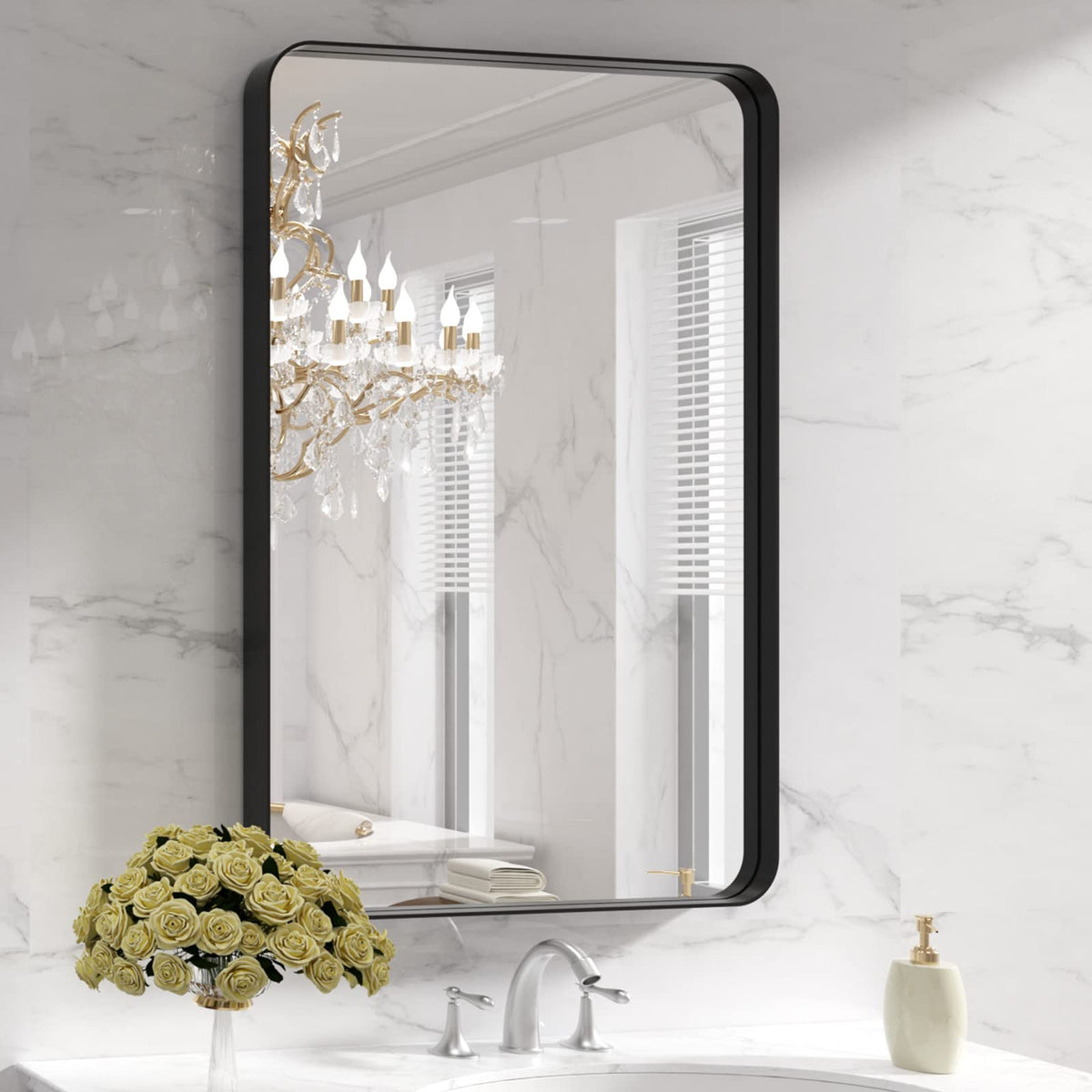 LOAAO 30"X36" Gold Bathroom Mirror