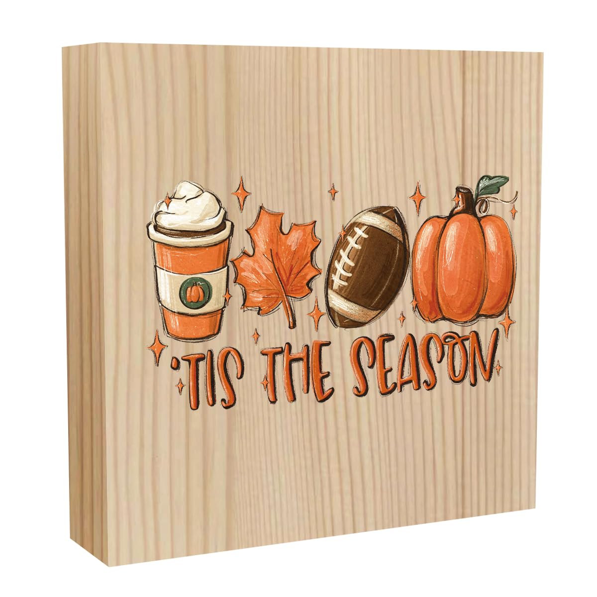 Fall Decorations for Home Fall Decor Rustic Tis' the Season Pumpkin Sign, Autumn Thanksgiving Decor Sign for Home Office Bathroom Kitchen Bedroom Room Mantel Tiered Tray Decoration 5 x 5 Inches