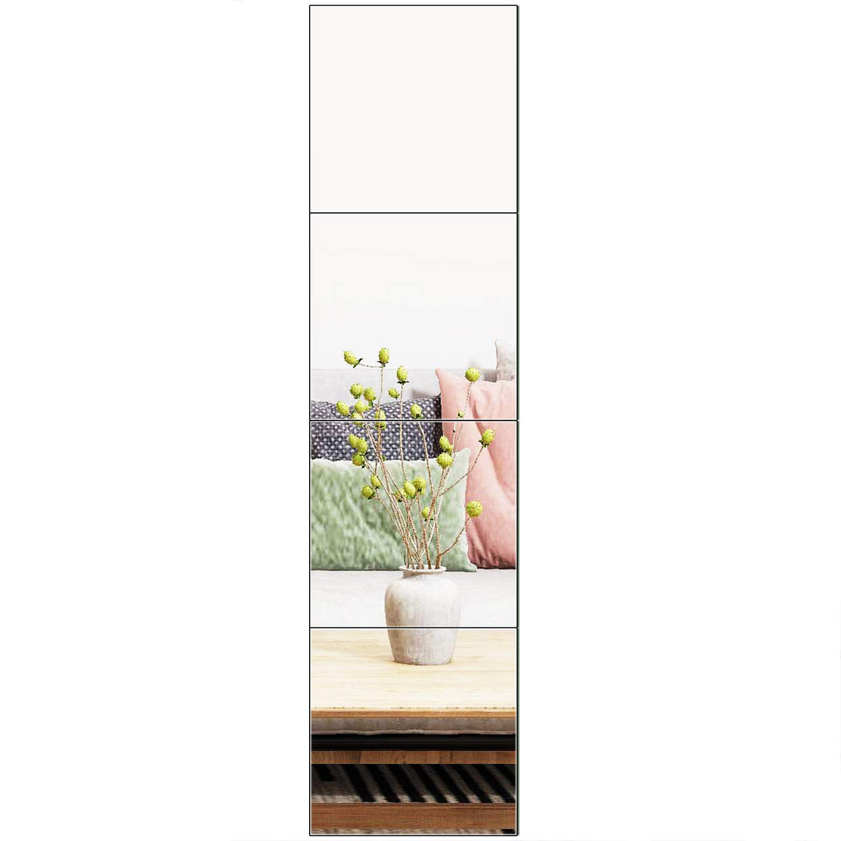 Home Gym Mirror Tiles, 12" x 12" x 12PCS Wall Mirror Tiles Frameless Glass