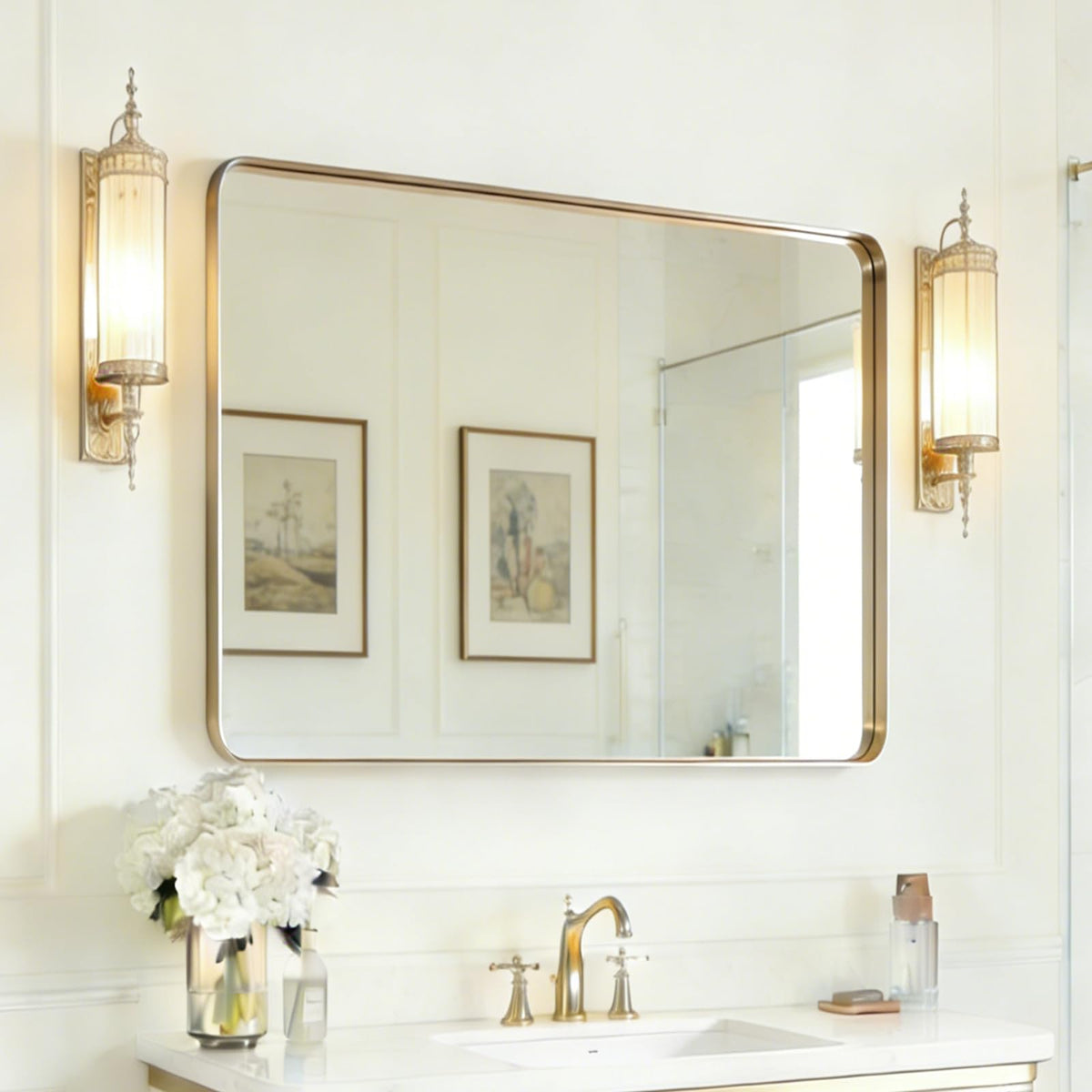 USHOWER 2-Pack Black Bathroom Mirrors for Over Sink 24 x 36 Inch
