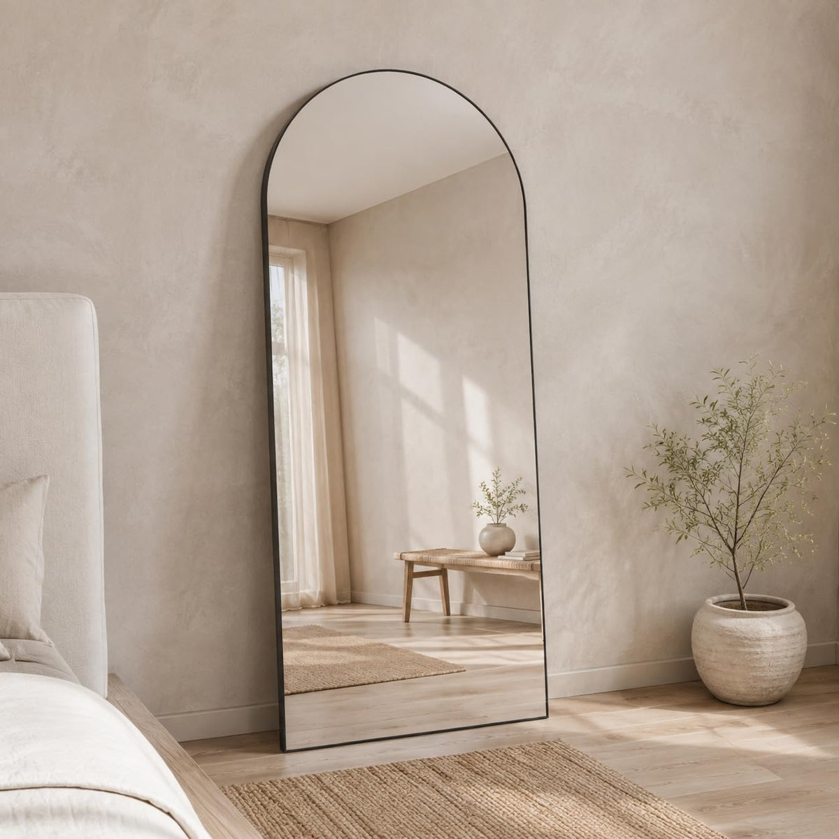 Full Length Mirror with LED Lights 65"x24"Rectangle Full body mirror with Stand Aluminum Alloy Frame, Tempered Glass Floor Mirror with Dimming&3 Color Lighting for Bedroom Dressing Room Silver