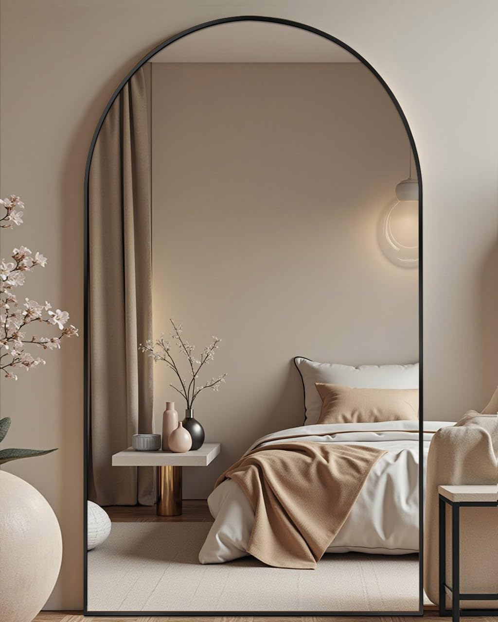 DMWOODFL 81"x41" Arched Full Length Mirror - Extra Large Floor Standing/Wall Mounted Mirror with Stand, Shatter-Resistant Gold Aluminum Frame for Bedroom, Living Room & Dressing Area