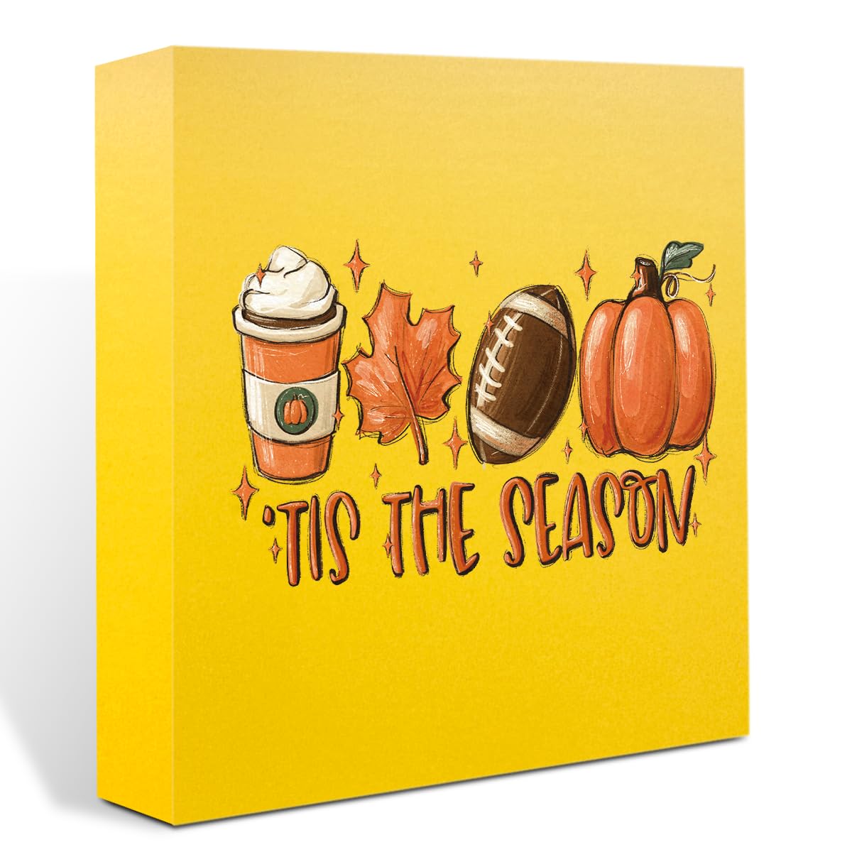 Fall Decorations for Home Fall Decor Rustic Tis' the Season Pumpkin Sign, Autumn Thanksgiving Decor Sign for Home Office Bathroom Kitchen Bedroom Room Mantel Tiered Tray Decoration 5 x 5 Inches