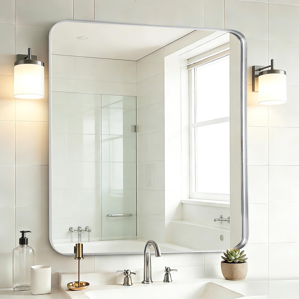 Black Bathroom Vanity Mirror Over Sink 2 Pack, 24x36 Large Wall Mirror