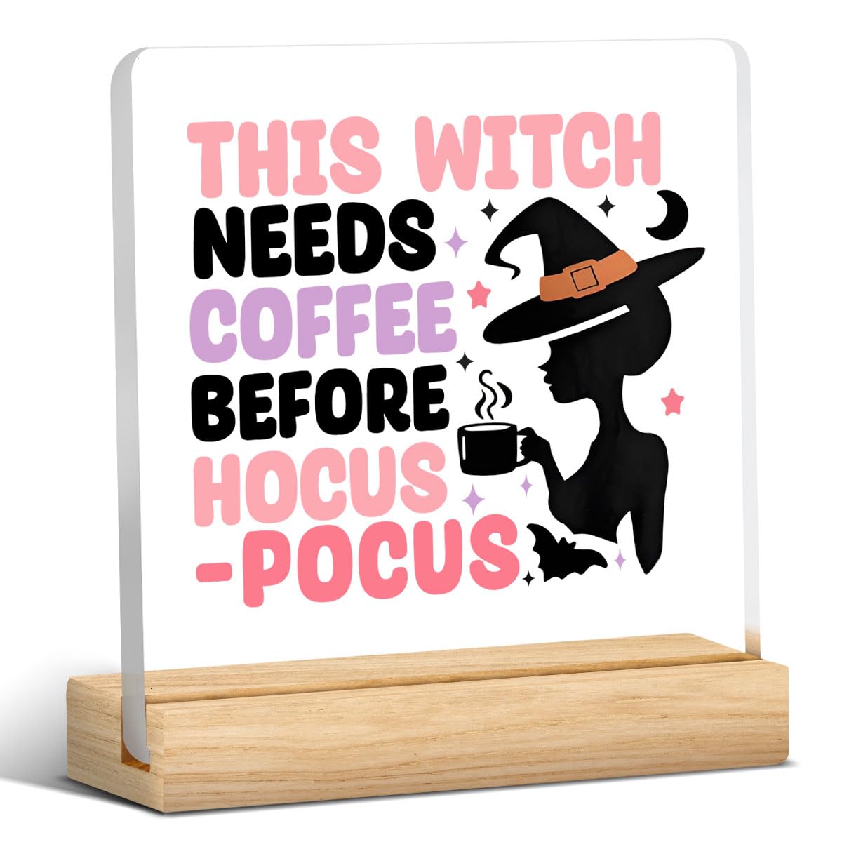 Cute Halloween Decor Indoor Ghost Hocus Pocus I Need Coffee to Focus Sign