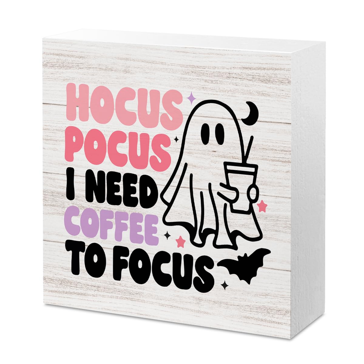 Cute Halloween Decor Indoor Ghost Hocus Pocus I Need Coffee to Focus Sign