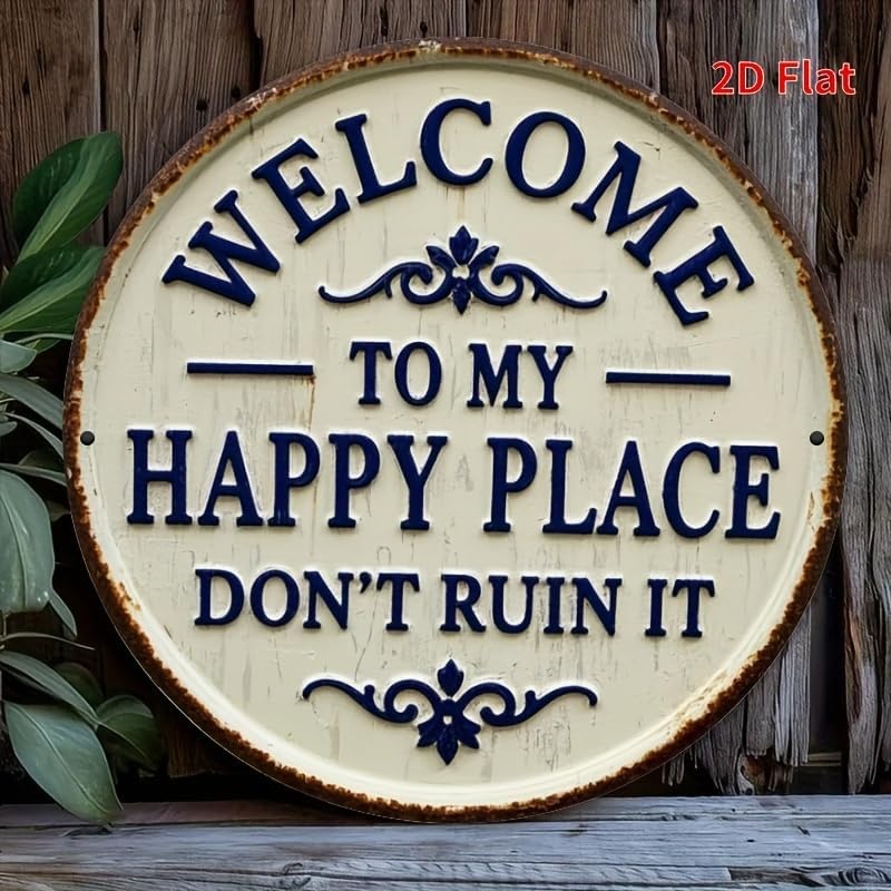 1PC Rustic Metal Welcome Sign Vintage Iron 7.8x7.8 Inch with Floral Accents Indoor Outdoor Metal Wall Art for Home, Porch, Garden, A