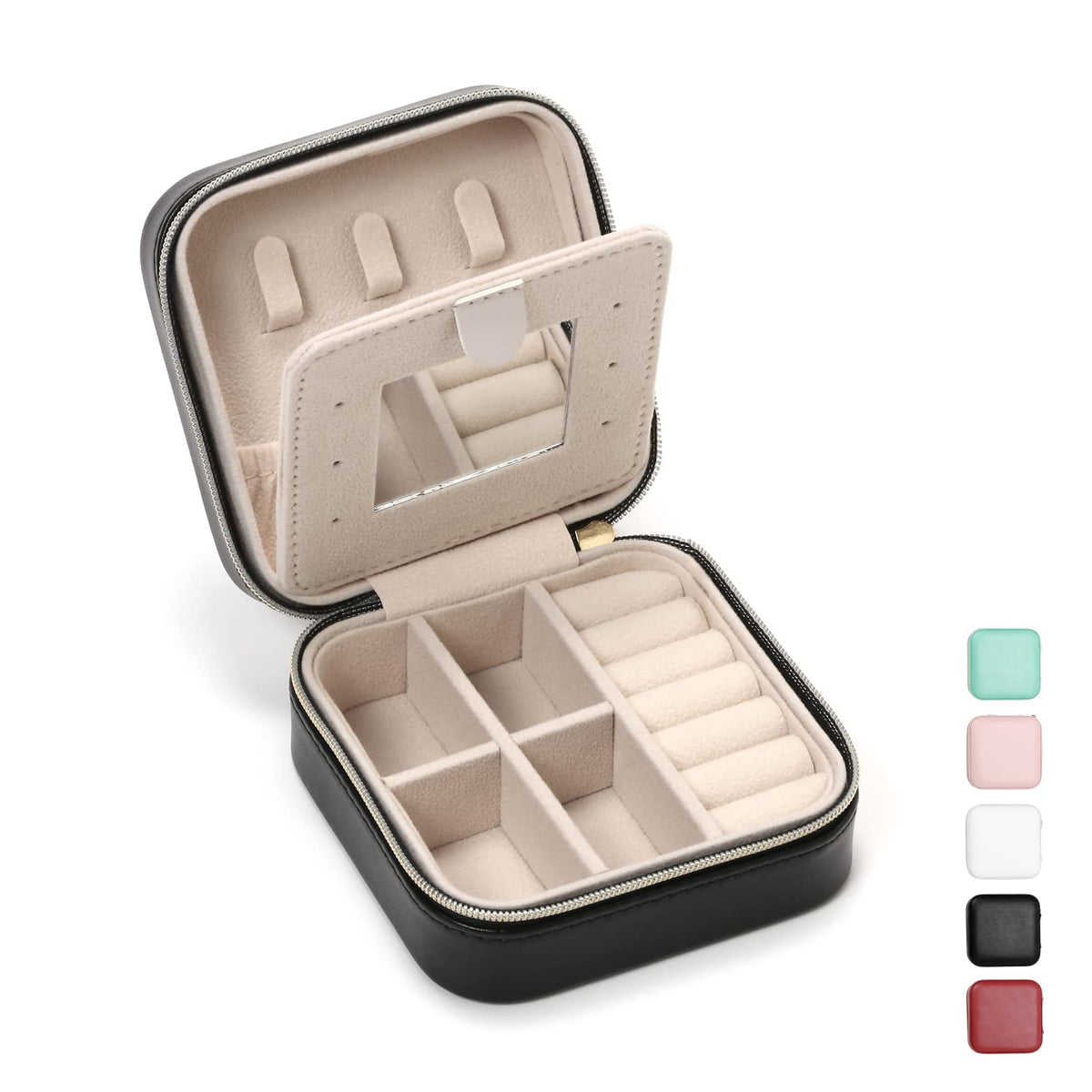 TRODANCE Mini Jewelry Travel Case, Small Portable Jewellry Organizer Box Portable Display Storage Box for Rings Earrings Necklaces, Gifts for Girl, Women, Wedding, Birthday, Mom, Mother's Day (Blue)