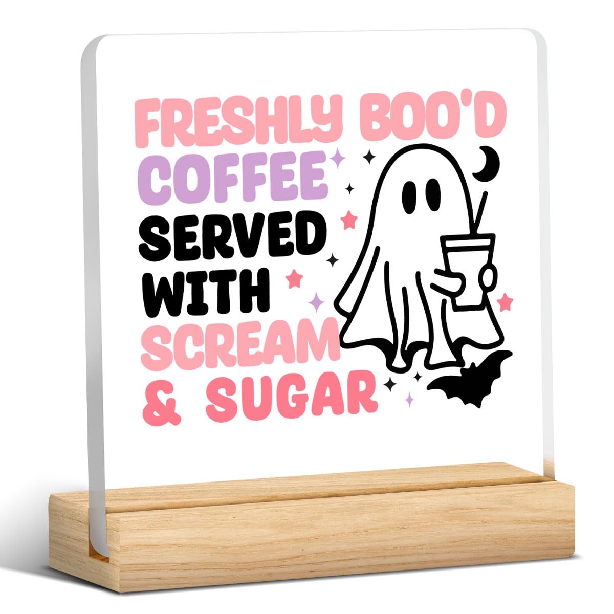 Cute Halloween Decor Indoor Ghost Hocus Pocus I Need Coffee to Focus Sign