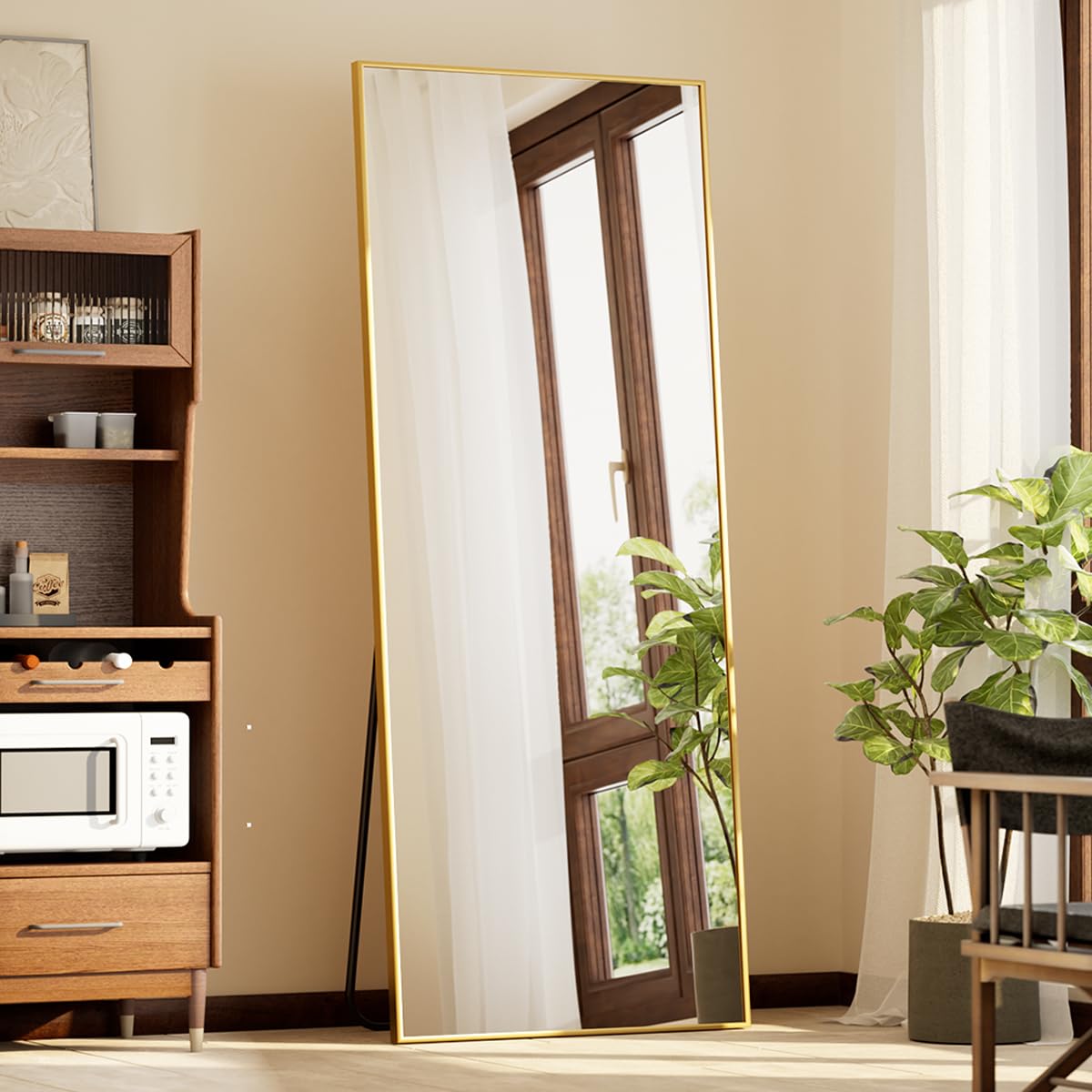 BEAUTYPEAK Full Length Mirror with Stand, 56"x21" Floor Mirror