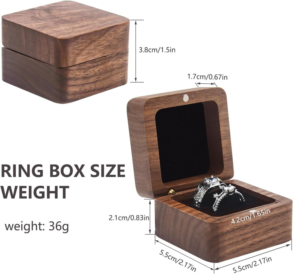 Jomelly Wooden Ring Box for Wedding Ceremony 2 Slots,Black