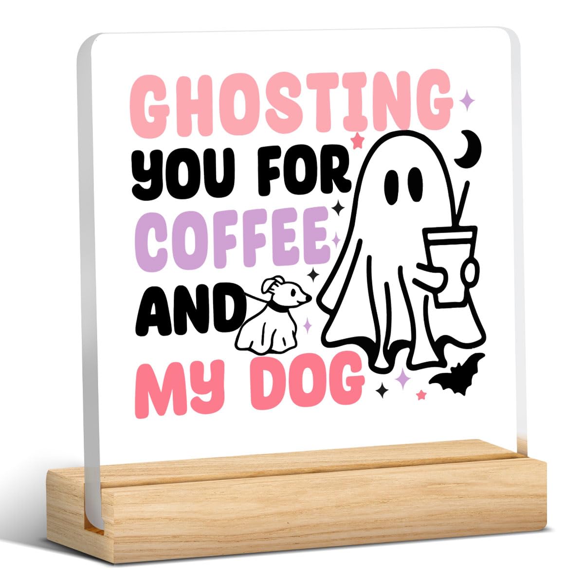 Cute Halloween Decor Indoor Ghost Hocus Pocus I Need Coffee to Focus Sign