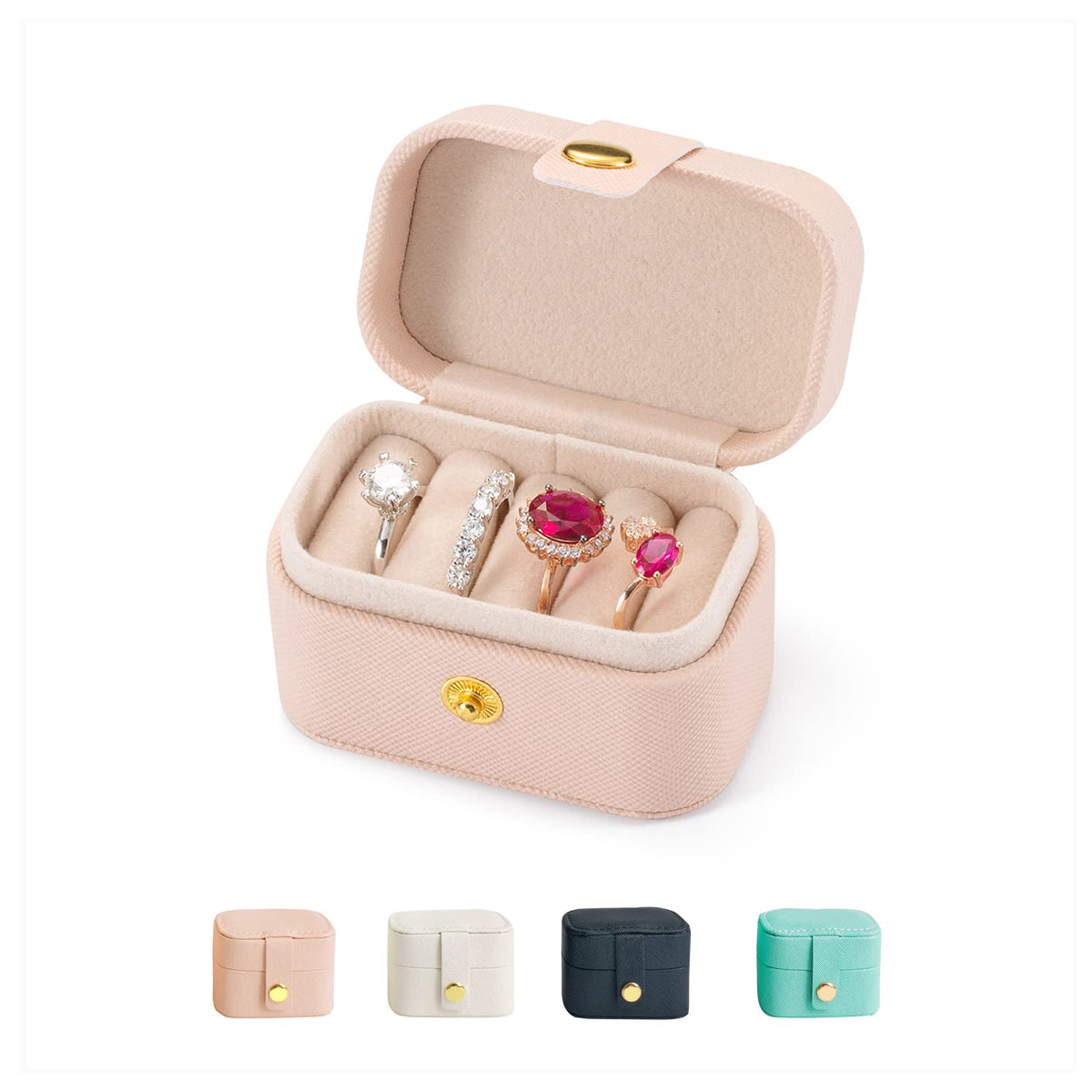 Mini Jewelry Travel Case,Small Jewelry Box,Traveling Jewelry Organizer,Portable Jewellery Storage Holder for Rings Earrings Necklace Bracelet Bangle Organizer,Boxes for Girls Women(PU-Black)
