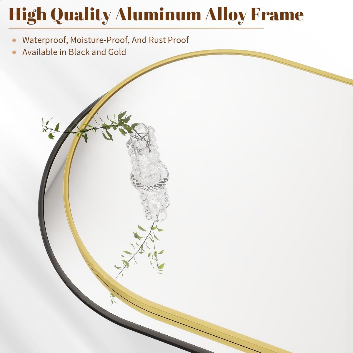 BEAUTYPEAK 20"x30" Arch Bathroom Wall Mirror, Gold