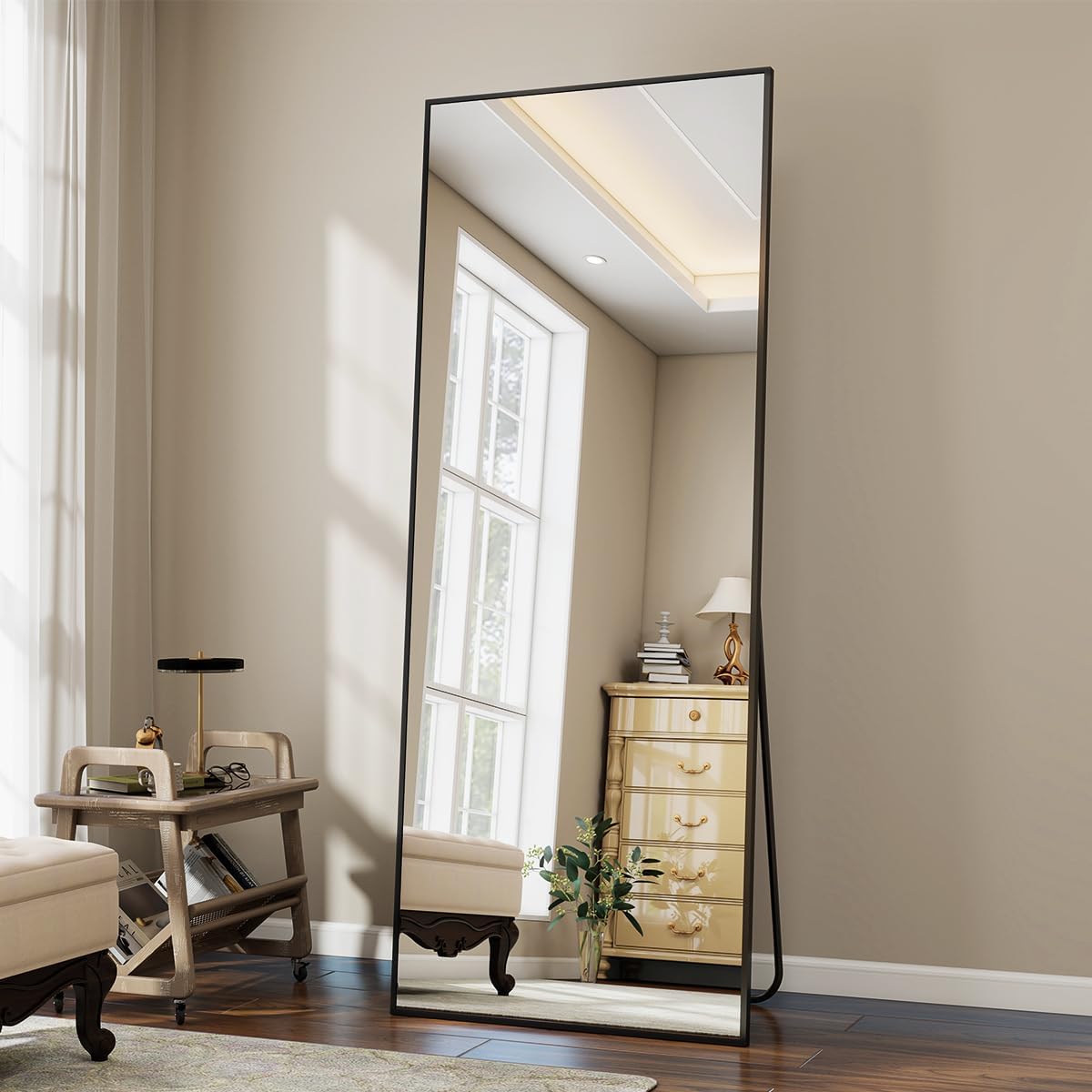 VooBang Mirror Full Length - 21" x 57" Floor Mirror with Stand Black