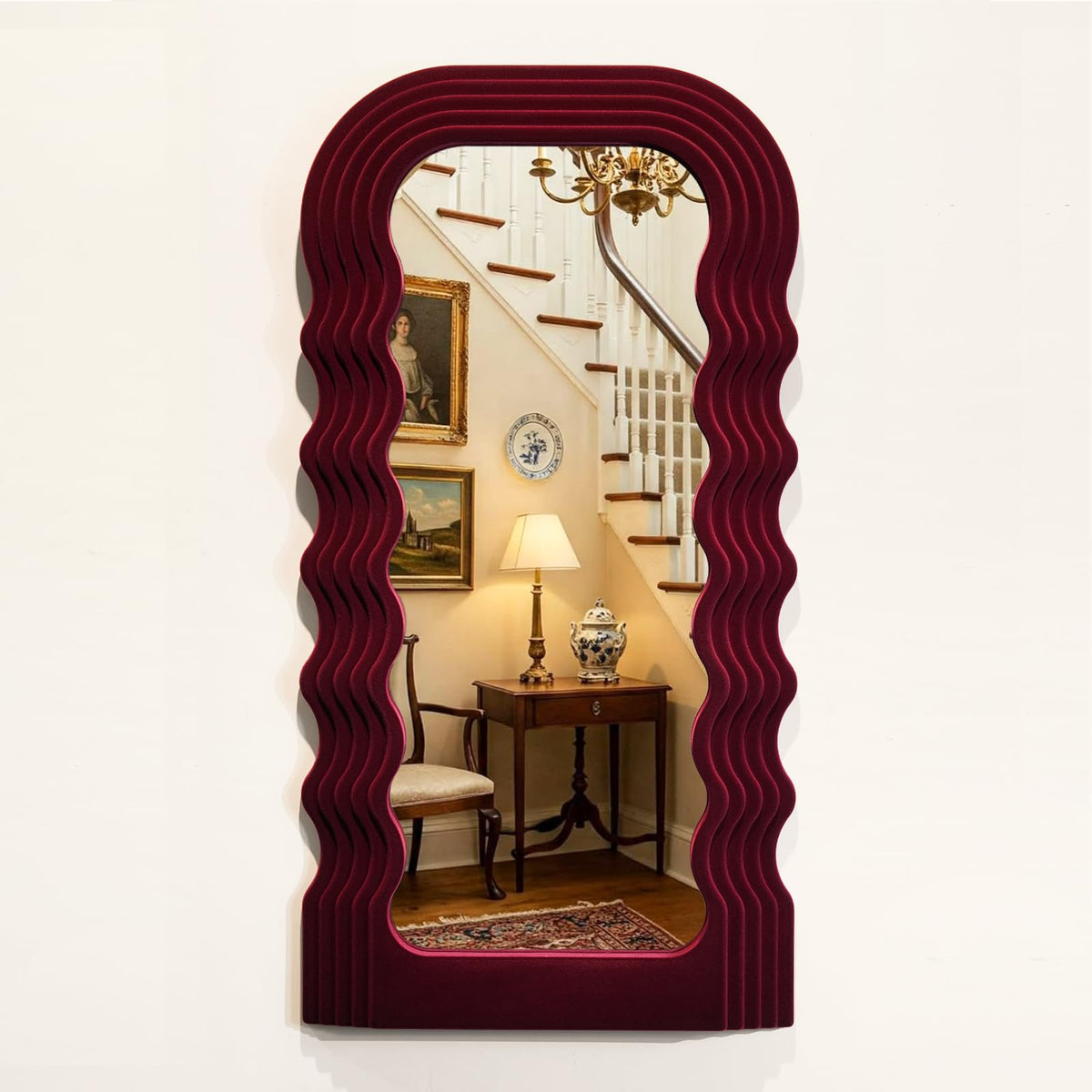 Emerald Green Wavy Wall Mirror Decor for Hallway Entryway, Irregular Cloud-Shaped Small Decorative Mirrors for Home Office Living Room, Modern Hanging Wall Art for Christmas Wedding Gift