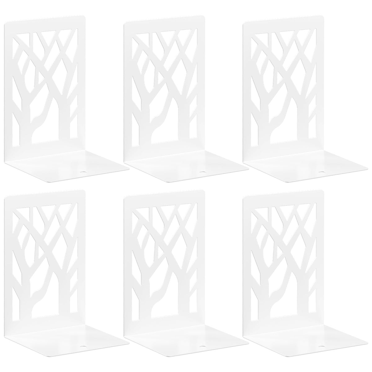 VFINE 4-Piece Modern Metal Bookends for Shelves, Black Tree Book Ends for Books, Decorative Book Organizer for Desk, Non-Skid Shelve Bookends for Home Office