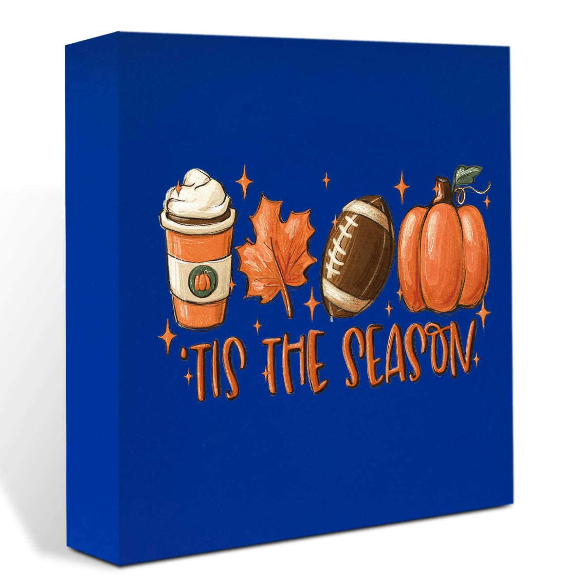 Fall Decorations for Home Fall Decor Rustic Tis' the Season Pumpkin Sign, Autumn Thanksgiving Decor Sign for Home Office Bathroom Kitchen Bedroom Room Mantel Tiered Tray Decoration 5 x 5 Inches
